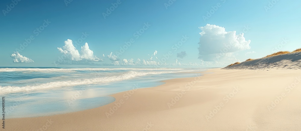 Poster an absolutely perfect beach featuring golden sand. with copy space image. place for adding text or d