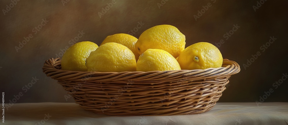 Poster lemons in a threshing basket. with copy space image. place for adding text or design