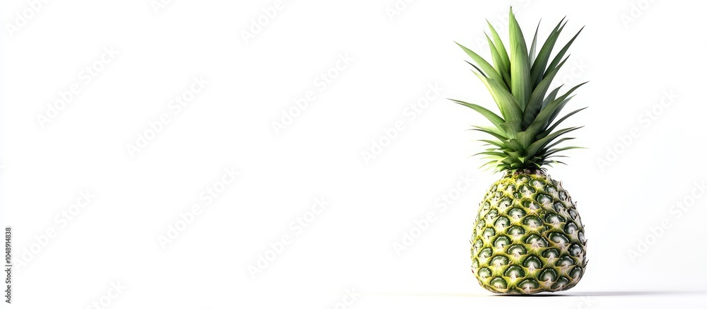 Fototapete green pineapple on a white background. with copy space image. Place for adding text or design