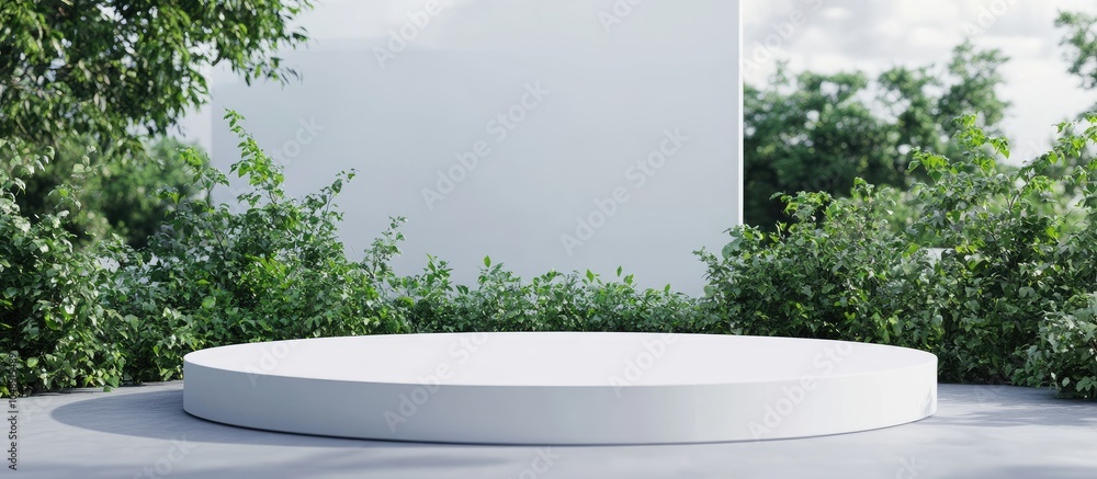 Poster Round sign on the structure Copyspace and area for text Design mockup Empty template for advertising