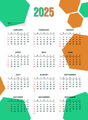 2025 Calender template for new year event and businesswith Geometric Design