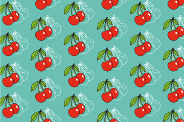 Cherry fruit with colorful pattern background