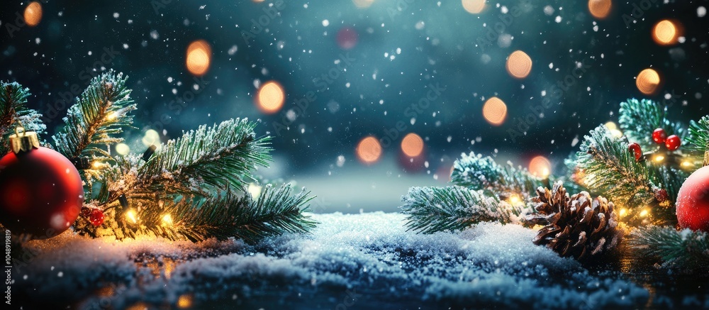 Poster Digital composite featuring merry Christmas text on a Christmas backdrop. with copy space image. Place for adding text or design