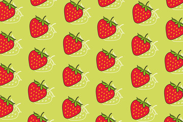 Strawberry fruit with colorful pattern background