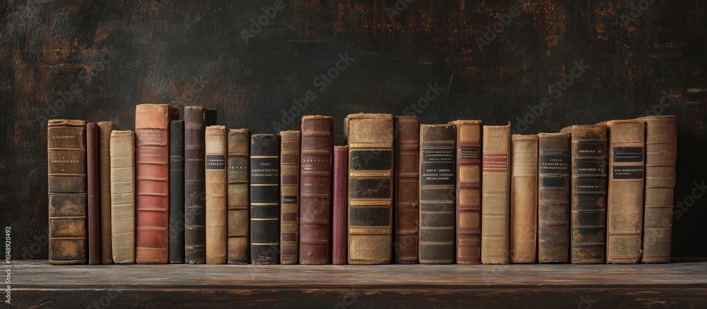 Poster arrangement of books empty copy space unmarked spines
