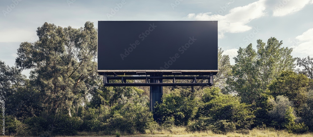 Aufkleber Large empty billboard above a treed landscape place your text here. with copy space image. Place for adding text or design