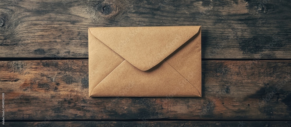 Poster envelope on wooden background. with copy space image. Place for adding text or design