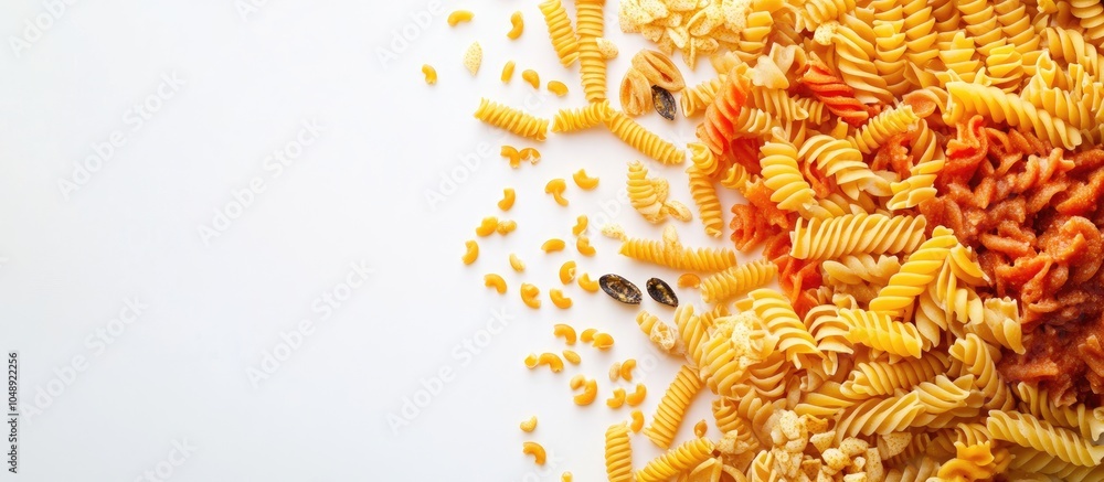 Aufkleber tasty mixed pasta on a white background. with copy space image. place for adding text or design