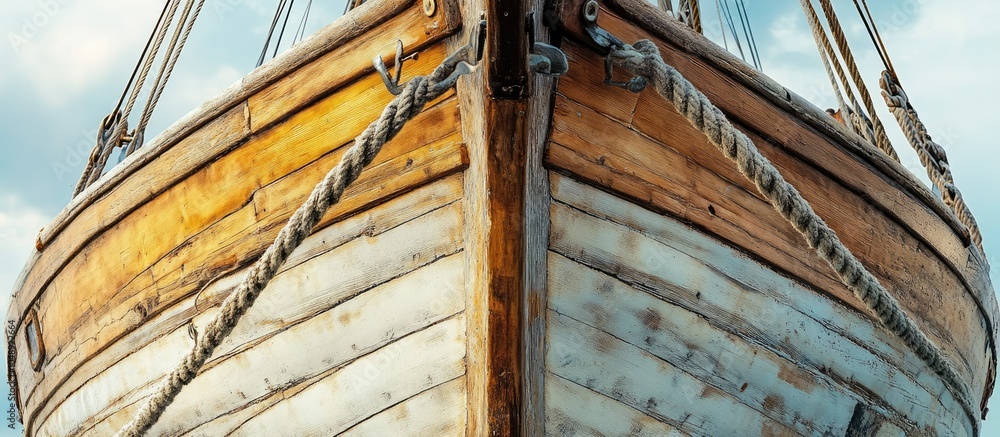 Aufkleber Close up of the front of a sailing ship. with copy space image. Place for adding text or design