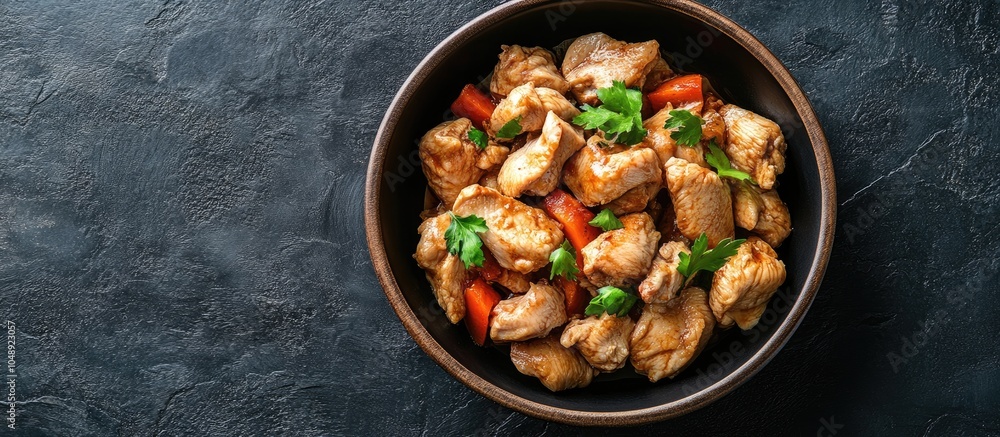 Poster cooked chicken without garnish chicken rice. with copy space image. place for adding text or design