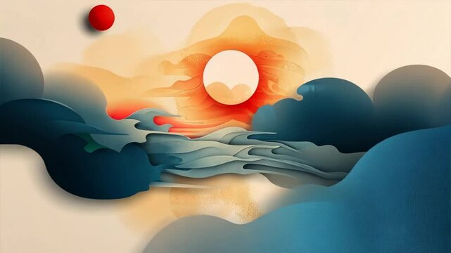 Waves in tropical colors / asian patterns, for Asian American and Native Hawaiian heritage / Pacific Islander Heritage Month (APAHM) or asian american pacific islander (AAPI) heritage month in may