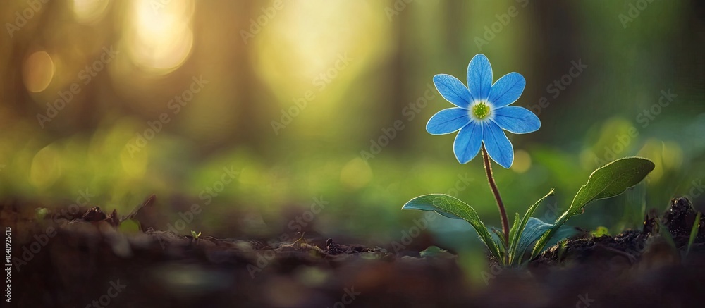 Leinwandbilder charming tiny blue flower lovely spring environment. with copy space image. Place for adding text or design