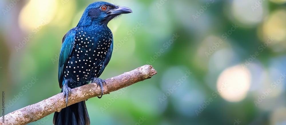 Poster Asian koel perched on a branch. with copy space image. Place for adding text or design