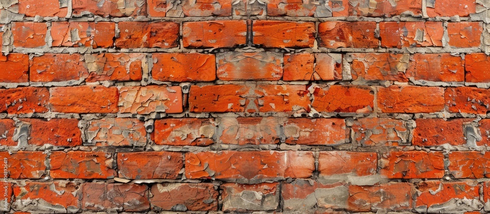 Poster Old red brick wall Texture of a weathered brick wall in a panoramic background. with copy space image. Place for adding text or design