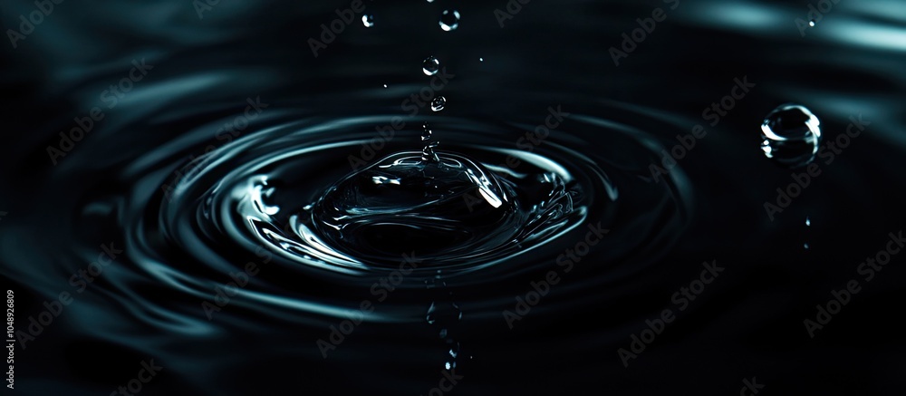Fototapete water droplet in low key close up. with copy space image. place for adding text or design