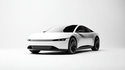 Naklejka premium Minimalistic car concept displayed against a white background with bold, clean lines and a futuristic design, ideal for presentations.