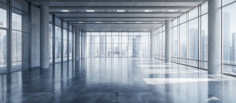 Poster Vacant floor in a contemporary business office building. with copy space image. Place for adding text or design