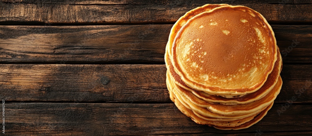 Fototapete pancakes on a wooden background. with copy space image. Place for adding text or design
