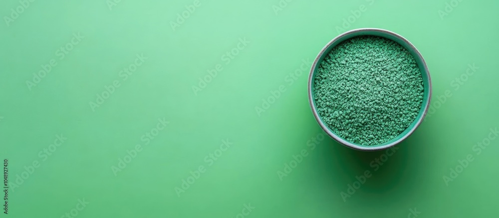 Poster Sample of scrub on a light green background viewed from above Space for text