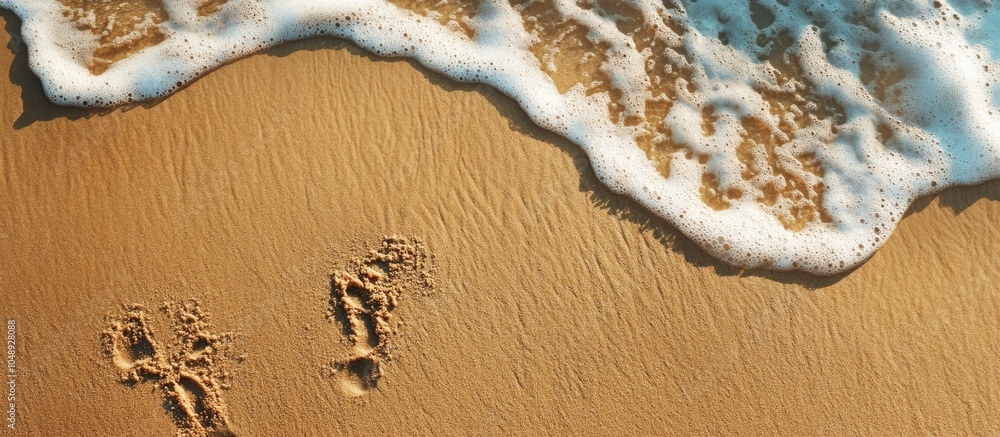 Poster Text inscribed in the sand at the beach. with copy space image. Place for adding text or design