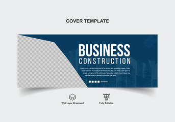 Innovative Business Cover banner. Business Idea Solution Cover Template. Business Solution layout. Business Construction Banner Design