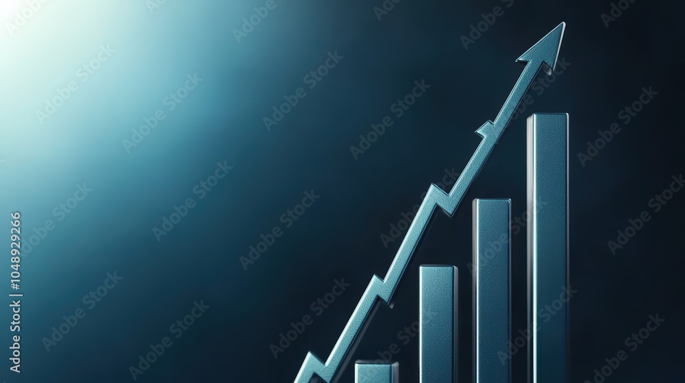 Poster graph showing increasing profits with a blue gradient background, symbolizing growth and success.