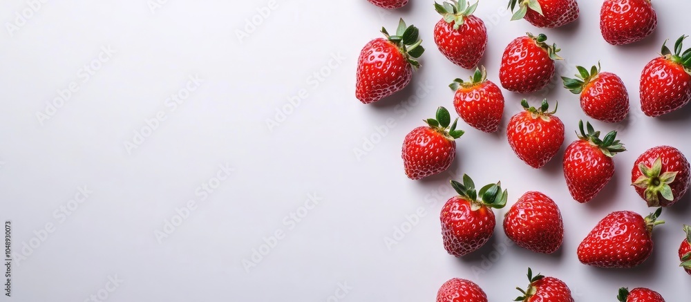 Aufkleber strawberries set against a white background with copy space for your text top view flat lay arrangem