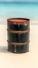 Naklejka premium Black oil barrels