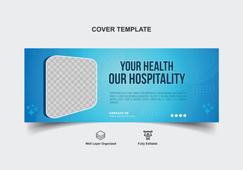 Medical health care social media facebook timeline cover banner design template for hospital clinic doctor advertising promotion web banner ads