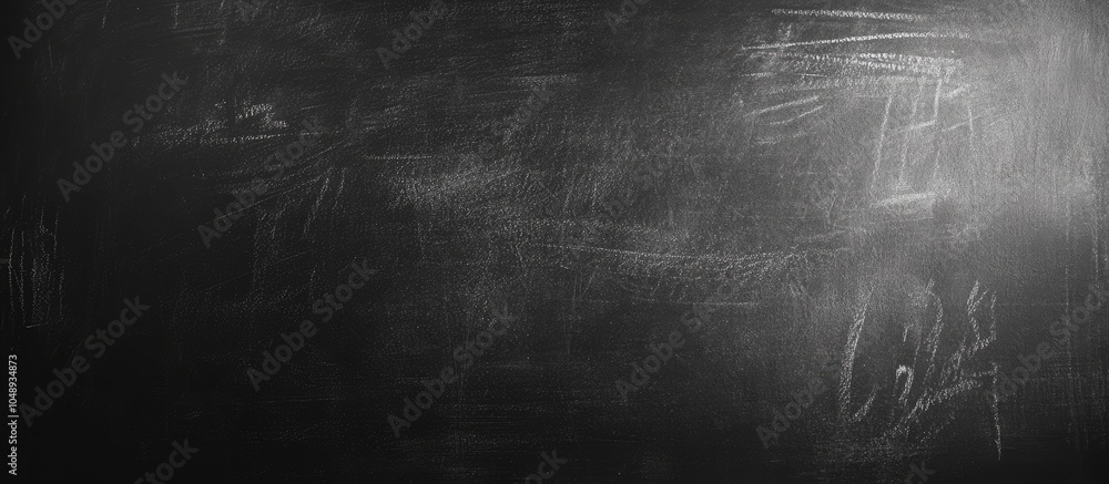 Poster Texture of chalk erased on a blackboard or chalkboard background Educational setting dark wall backdrop or learning concept. with copy space image. Place for adding text or design