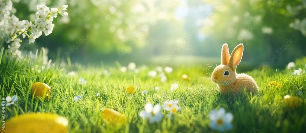 Leinwandbilder spring creatures in the grass. with copy space image. Place for adding text or design