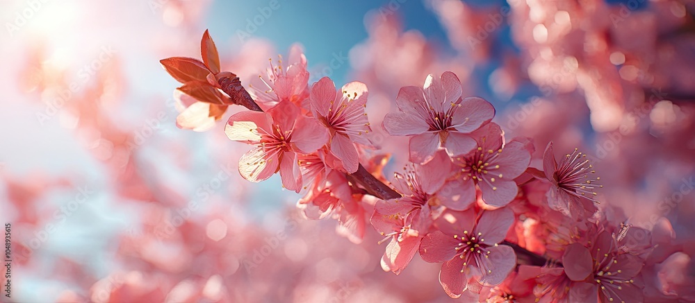 Fototapete blossom in the garden during spring. with copy space image. place for adding text or design