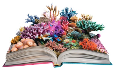 PNG Coral reef book nature ocean.