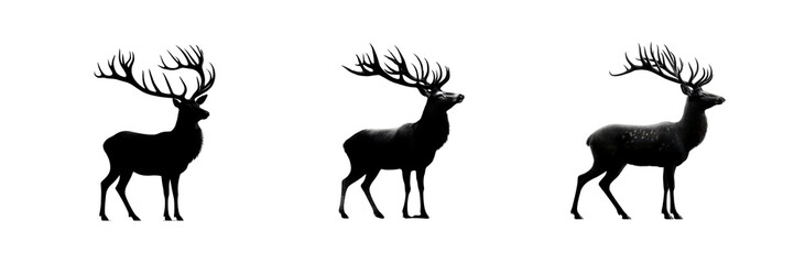 Obraz premium Set of Deer silhouette images, Happy Christmas Day special, isolated over on transparent white background