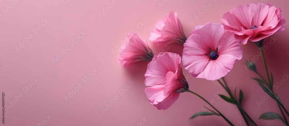 Poster pink colored margaret flowers. with copy space image. place for adding text or design