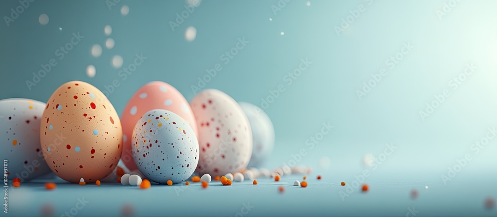 Aufkleber easter dyed eggs easter celebration. with copy space image. place for adding text or design