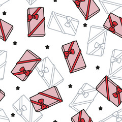 Seamless Festive Gift Box Abstract Holiday Pattern. Perfect for winter, Christmas, and party-themed designs. Ideal for use in digital and print media, including textiles, wallpapers, and stationery.