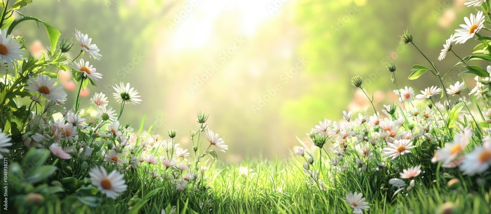 Aufkleber Flowers from grass and wild plants that bloom gracefully in the morning. with copy space image. Place for adding text or design