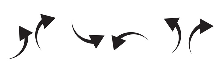 Curved arrow icon vector set. Collection of colorful right direction arrows symbol design.