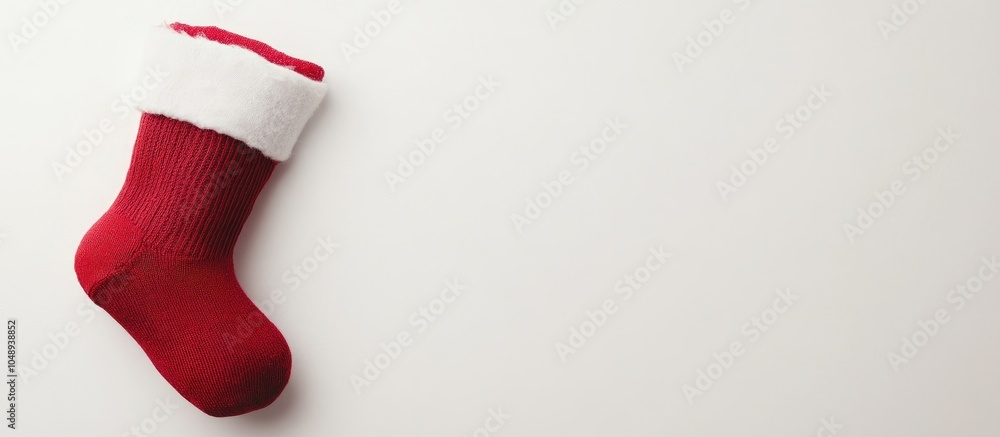 Aufkleber Christmas boot sock held against a white background isolation. with copy space image. Place for adding text or design