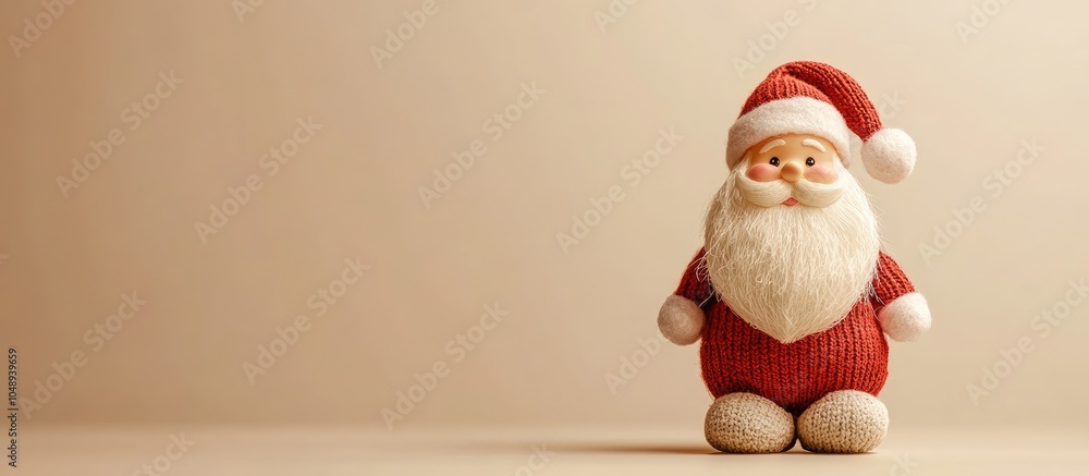 Poster santa doll figurine on a plain background simple minimalist christmas home decoration. with copy spa