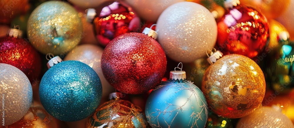 Aufkleber colorful decorative ornaments for christmas. with copy space image. place for adding text or design