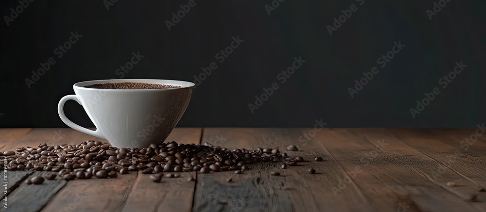 Aufkleber Coffee beans and a coffee dripper on the wooden table. with copy space image. Place for adding text or design