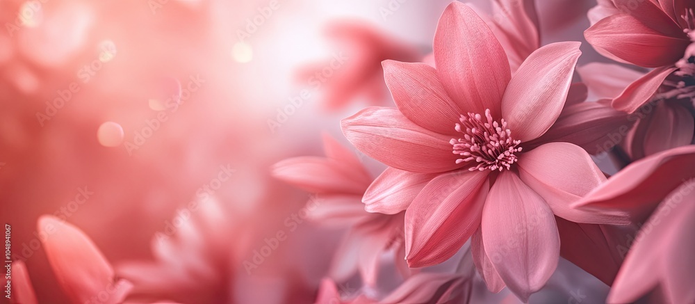 Poster pink colored margaret flowers. with copy space image. place for adding text or design