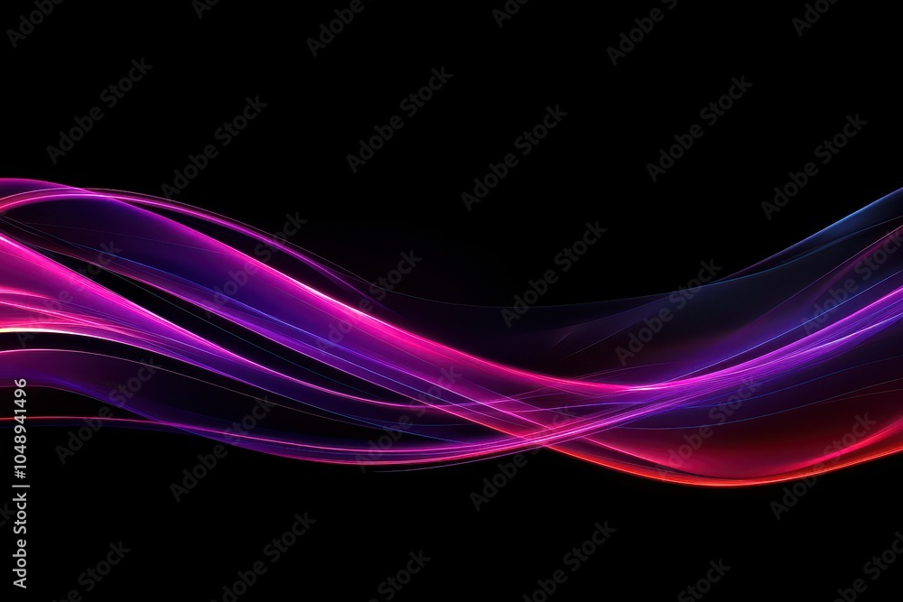 Poster colorful abstract waves of light swirl gracefully against a dark background creating a dynamic visua