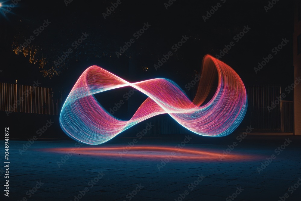 Aufkleber colorful light trails create a mesmerizing infinite loop pattern in a nighttime urban setting