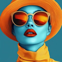 Vector design of a person with albinism wearing a stylish hat and sunglasses © Illia Pashchenko