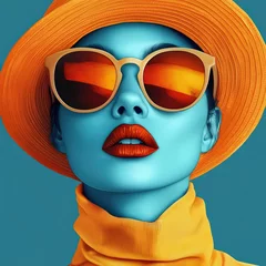 Vector design of a person with albinism wearing a stylish hat and sunglasses © Illia Pashchenko