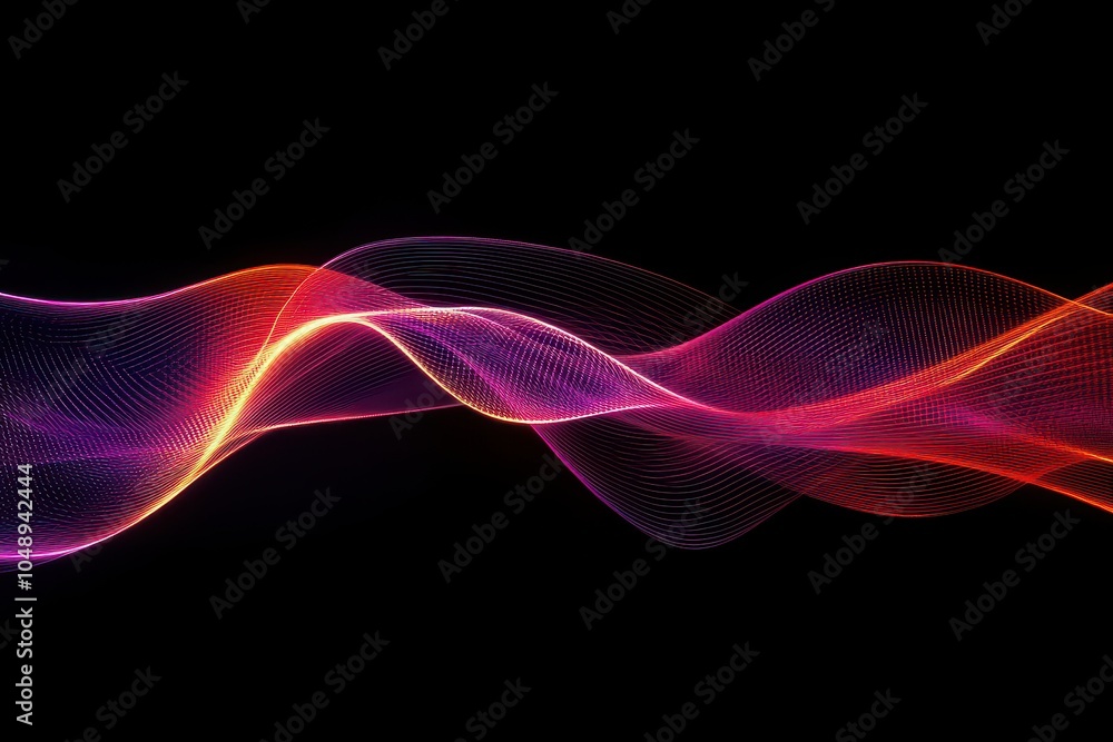 Poster colorful abstract wave patterns on a dark background showcasing fluid movement and vibrancy