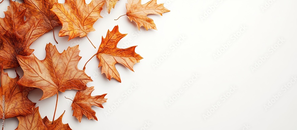 Aufkleber Maple leaves with room for text on a white background. with copy space image. Place for adding text or design